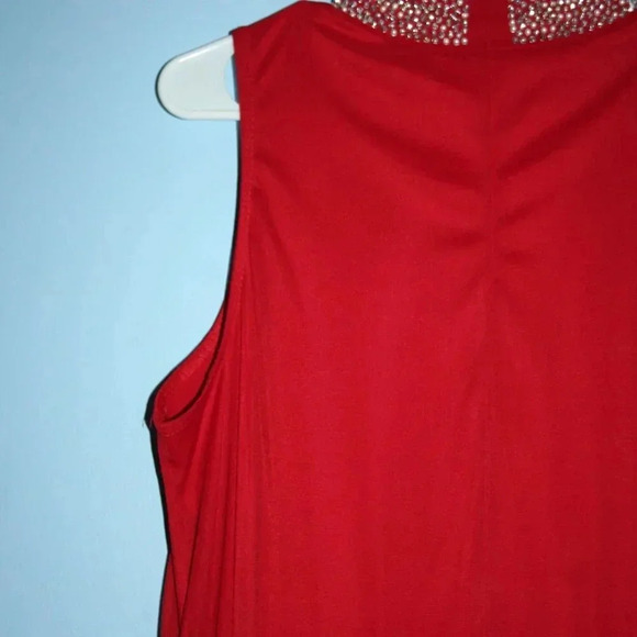 ANNALEE + HOPE Made in the USA Swing Dress Pearl Mock Neck Sleeveless Red XL - Picture 9 of 15